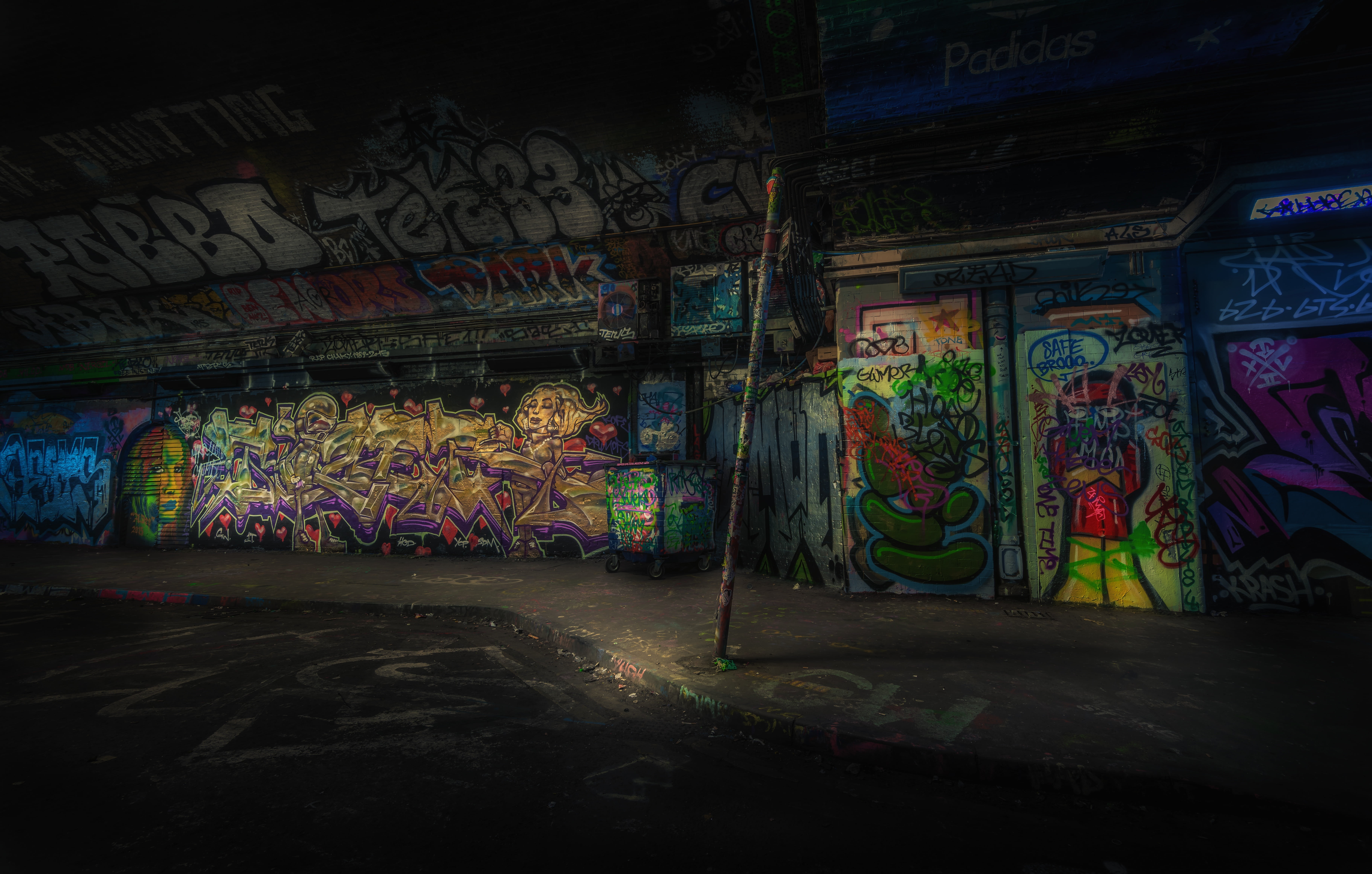 Colourful street art wall